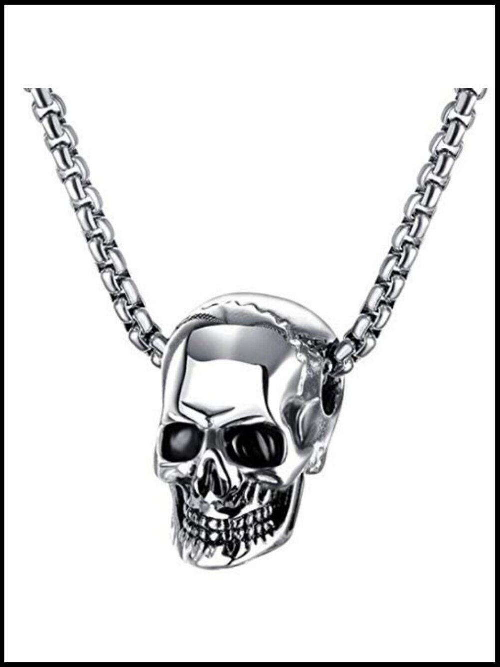 Stainless Steel Skull Pendant Necklace Biker Cocktail Party Gift
